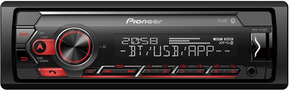  PIONEER MVH-S420BT, 1DIN, 4X50, USB, AUX-,   FLAC, Bluetooth